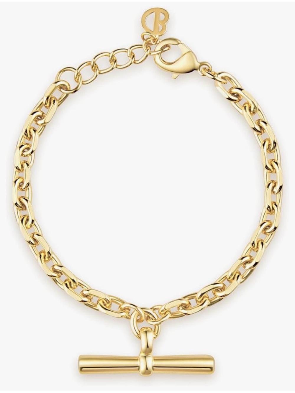 Gold Plated T Bar Link Bracelet - Designer Style